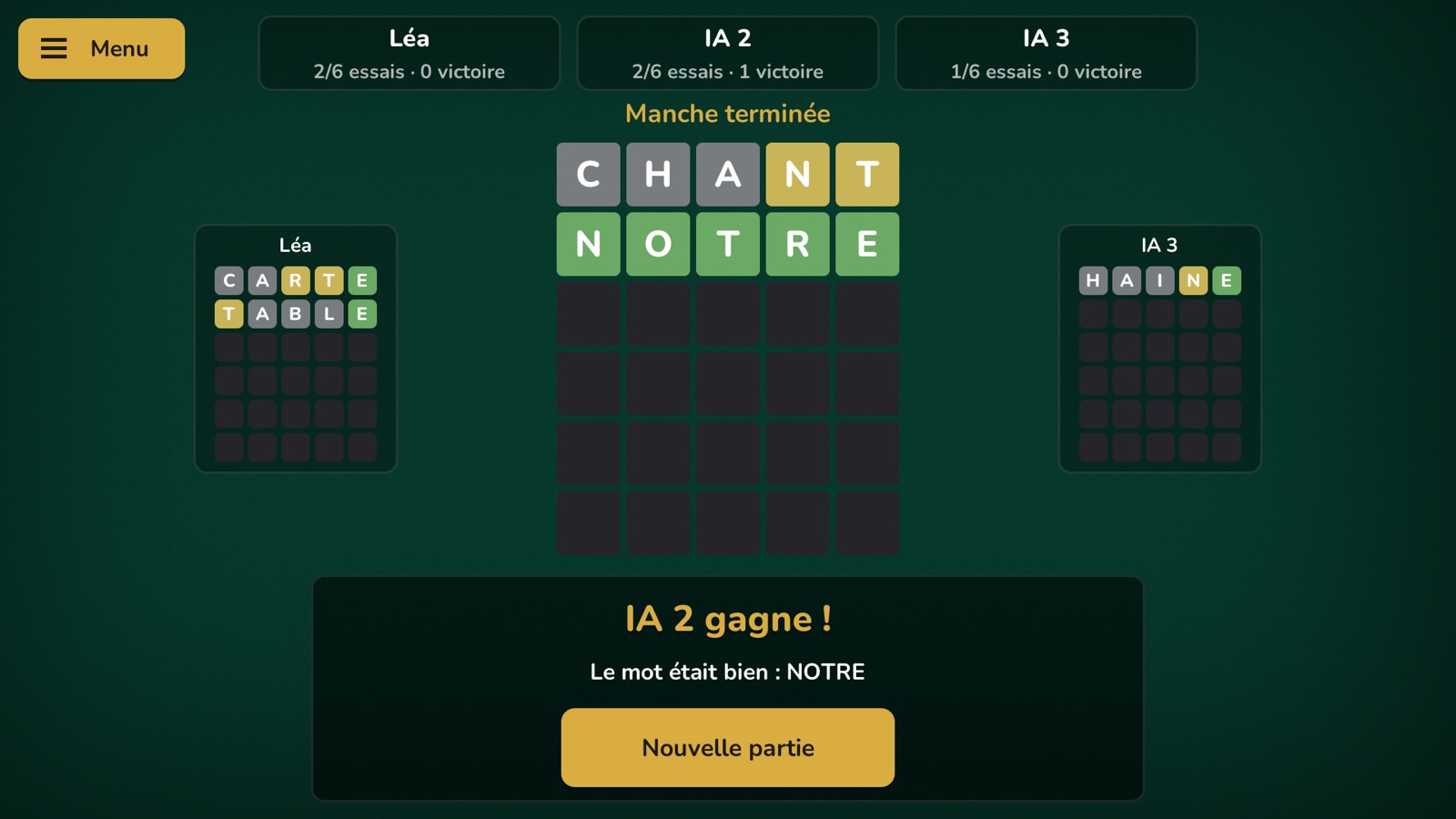 Une manche de Mot mystère
