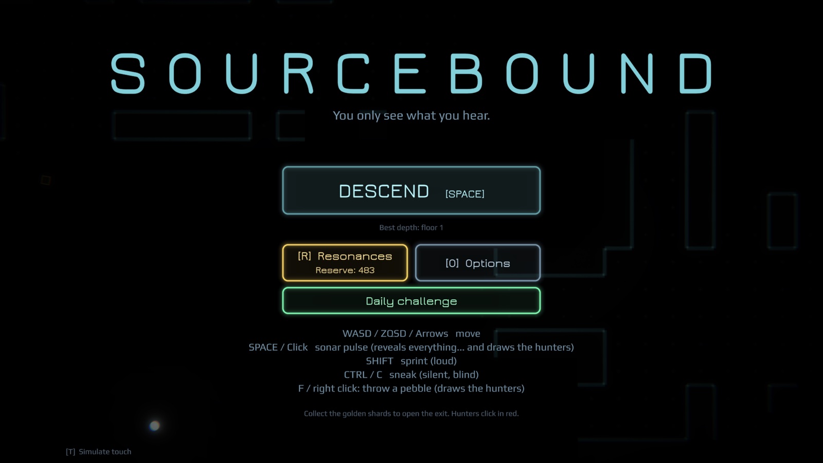 The Sourcebound title screen