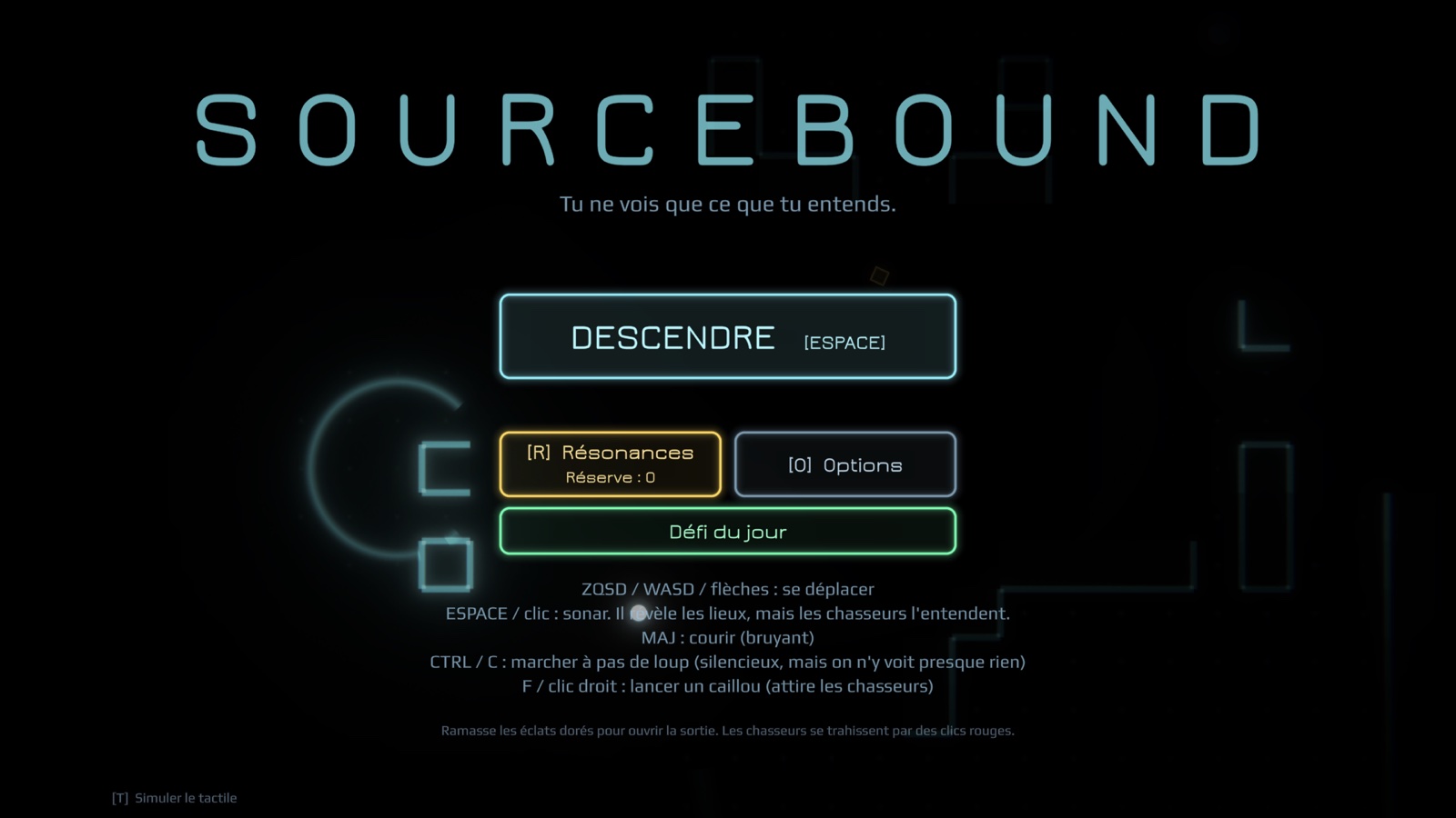 L'écran-titre de Sourcebound