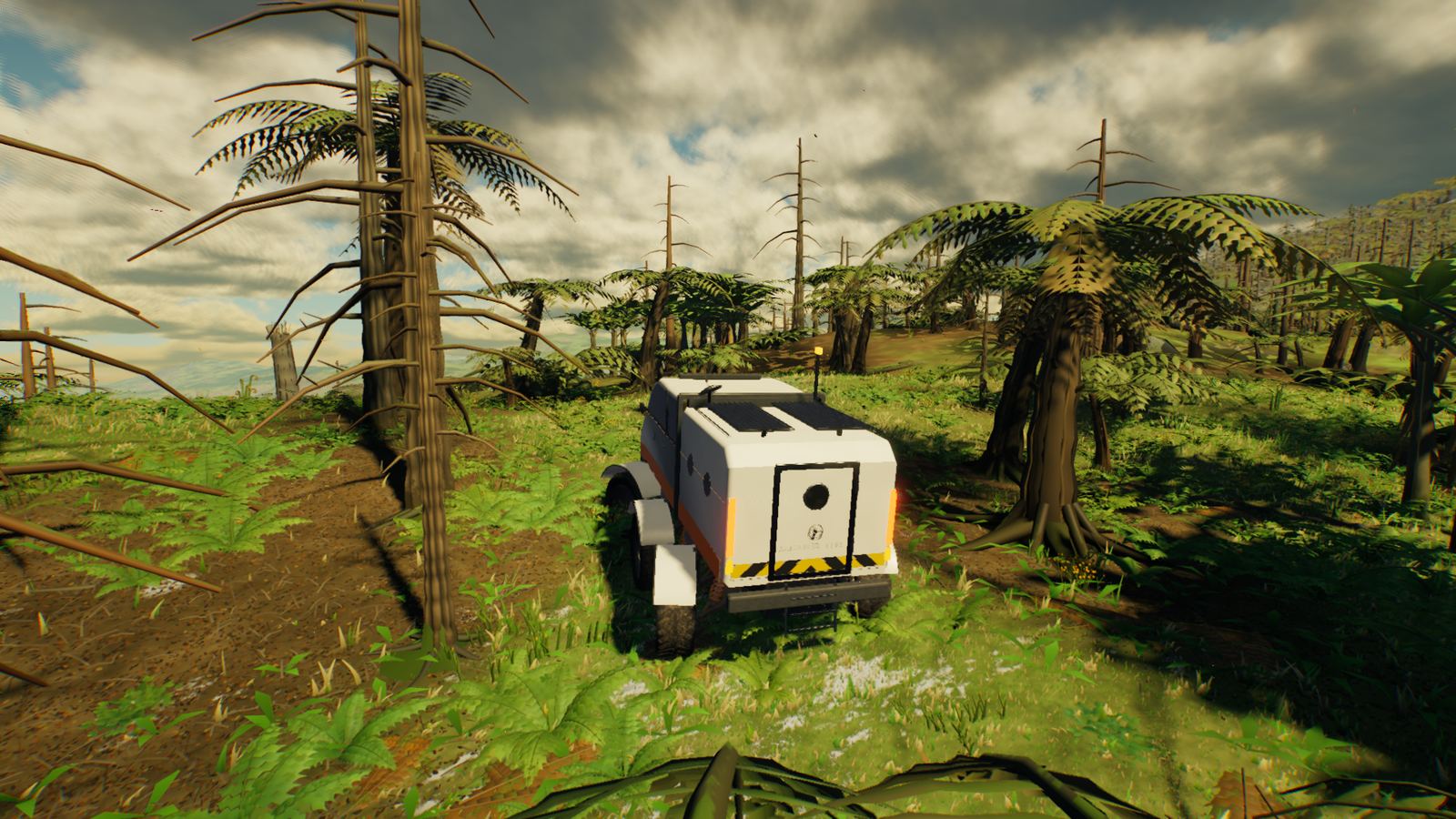 Le rover dans la forêt d’un monde primordial